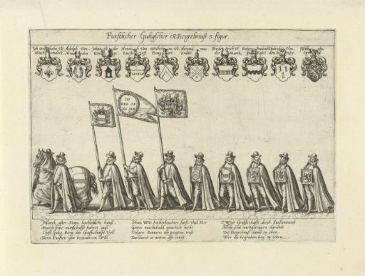 Funeral procession with standard- and weapon-bearers