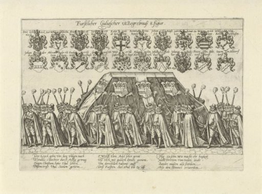 Funeral procession with torchbearers around the coffin