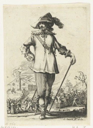 Standing officer with a walking stick