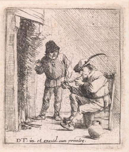 Two Peasants by the Fireplace