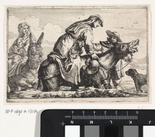 Woman mounting a donkey