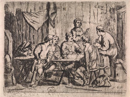 Six Peasants and an Innkeeper in an Inn