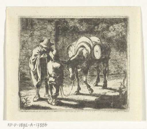 Man and boy with a laden donkey