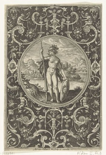 Medallion depicting Minerva with a spear and a shield bearing the head of Medusa