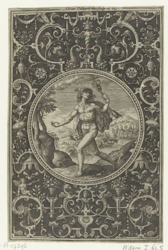 Medallion depicting Mercury with his staff in his hand