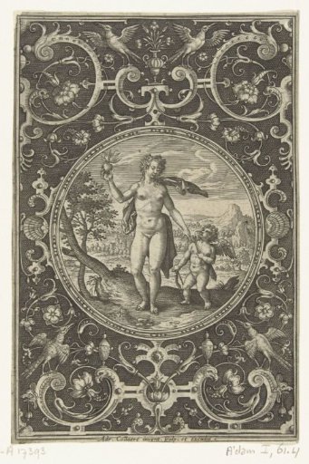 Medallion depicting Venus holding the apple of Paris, with Amor at her side