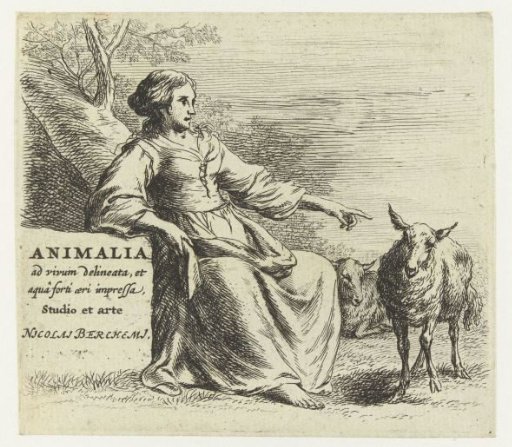 Seated Shepherdess and Two Sheep