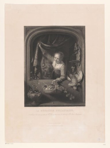 Woman with a Basket of Fruit in Her Hand by the Window