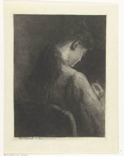 Seated girl, seen from behind