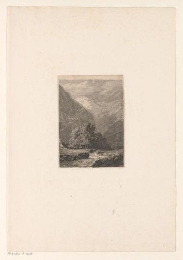 Mountain landscape with deciduous trees in a valley