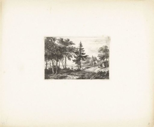 Landscape with a pine tree and a rider