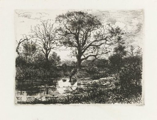 Landscape with drinking animals
