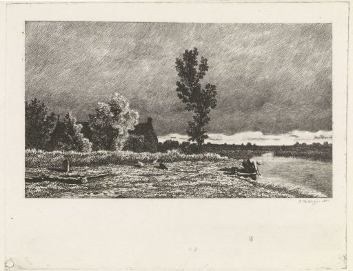 Landscape with a woman washing clothes