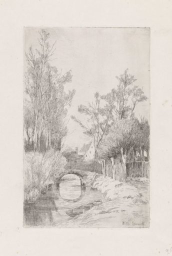 Landscape with a stone bridge