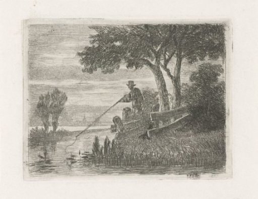 Fisherman on the bank of a river