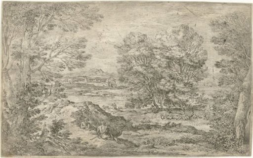 Landscape with two people sitting opposite each other