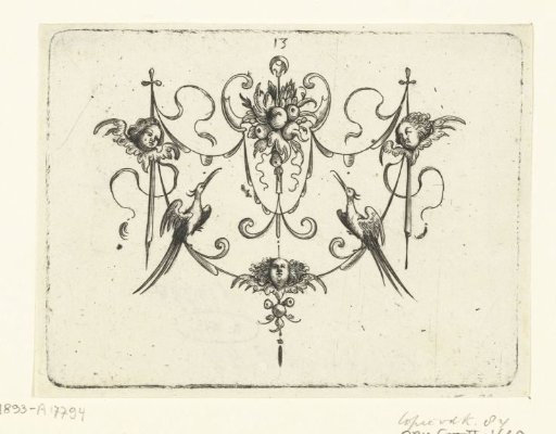 Double garland with three cherubs