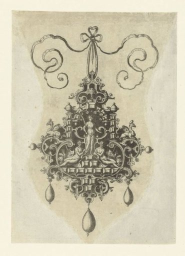 Pendant with a goddess of peace holding a palm branch in the center