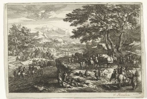 Landscape with soldiers