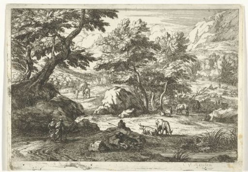 Landscape with cattle and figures