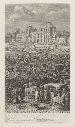 Rear guard of the procession of King Louis XIV of France on the Pont-Neuf