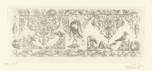 Border decoration with a lobster, a seal, and a crab at the bottom