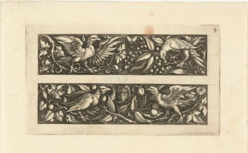 Two friezes, both with birds of prey