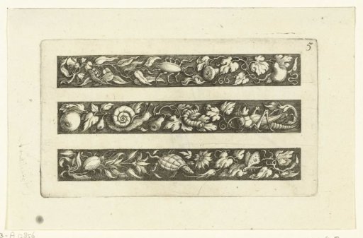 Three friezes with insects and fruit