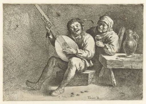Lute player and old woman