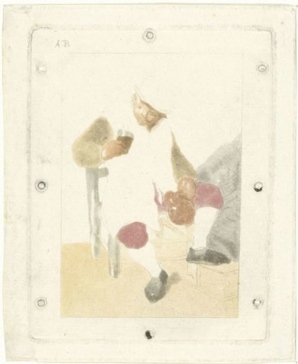 Seated peasant with a jug