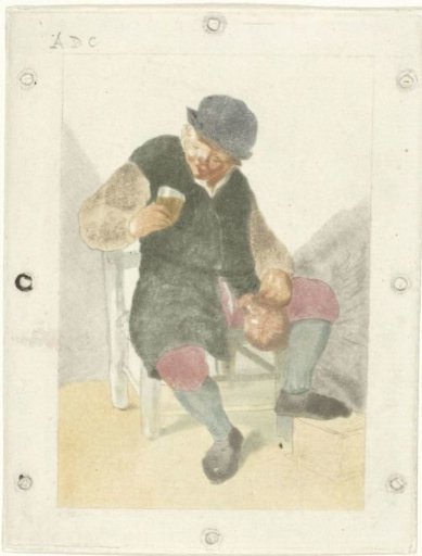 Seated peasant with a jug