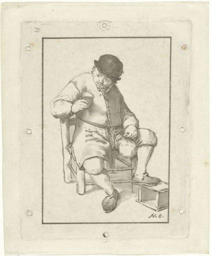 Seated peasant with a jug