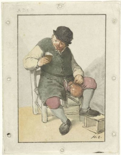 Seated peasant with a jug