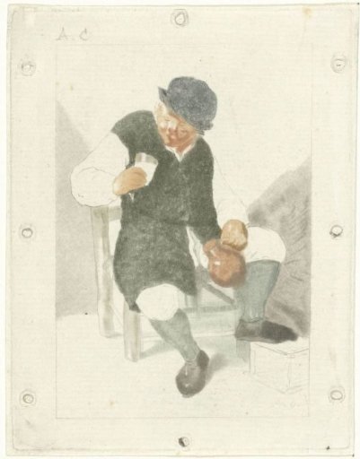 Seated peasant with a jug