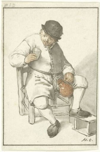 Seated peasant with a jug