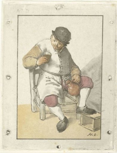 Seated peasant with a jug