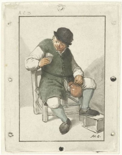 Seated peasant with a jug