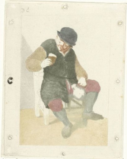 Seated peasant with a jug