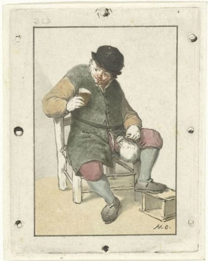 Seated peasant with a jug
