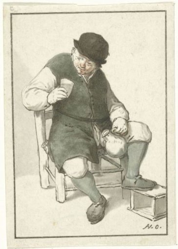 Seated peasant with a jug