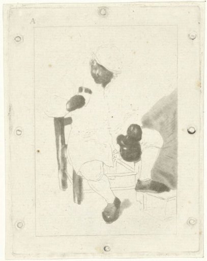 Seated peasant with a jug