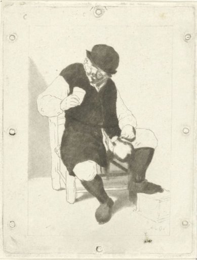 Seated peasant with a jug