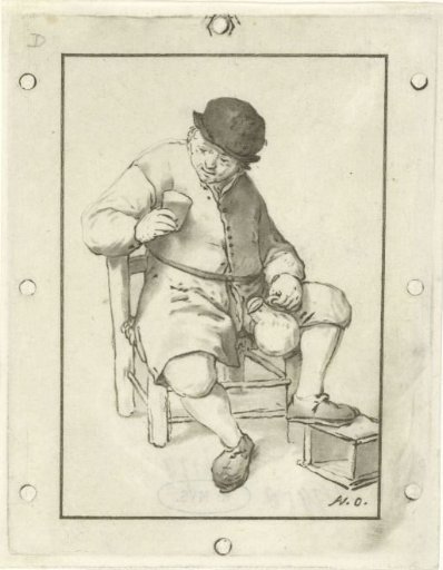 Seated peasant with a jug