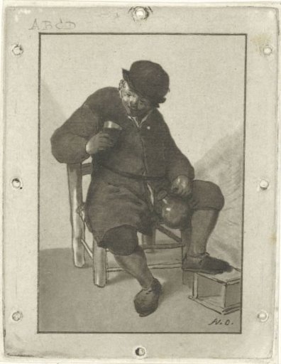 Seated peasant with a jug