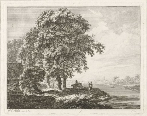 Landscape with Tall Trees along a River