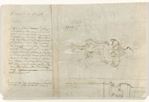 Handwritten text and two sketches of a column
