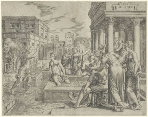 Bathsheba receiving the message from David