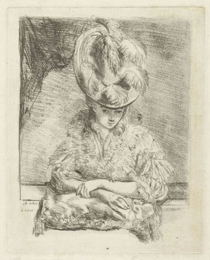 Portrait of a young woman with a hat looking out of the window