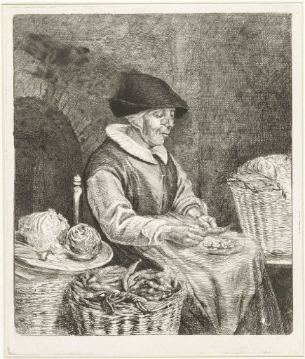 Old Woman Peeling Beans
