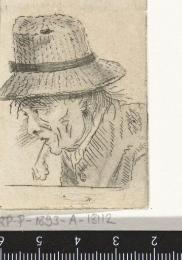 Head of a man with a hat and pipe